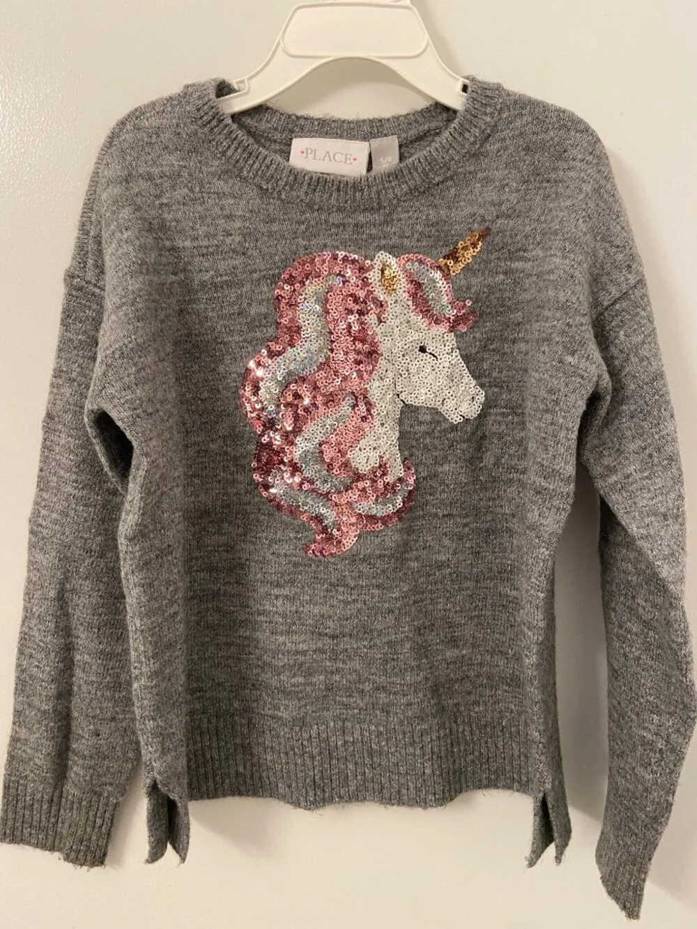 Children's place sweater with sequins unicorn